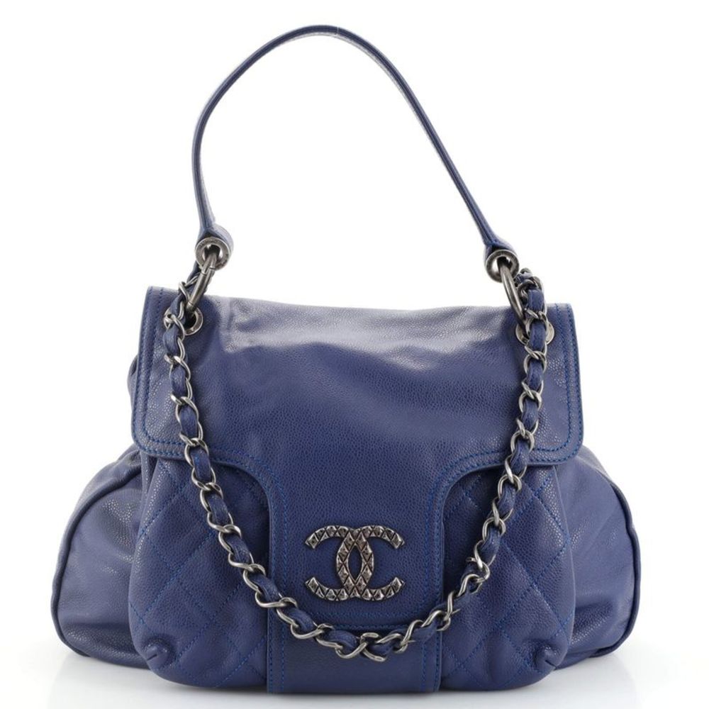 Chanel Coco Rider Hobo Glazed Caviar Blue
